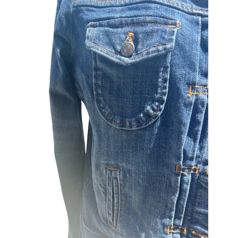 J. Crew Womens Lg Blue Cotton Denim Jacket Button Up Classic Trucker Medium Wash - Picture 3 of 9